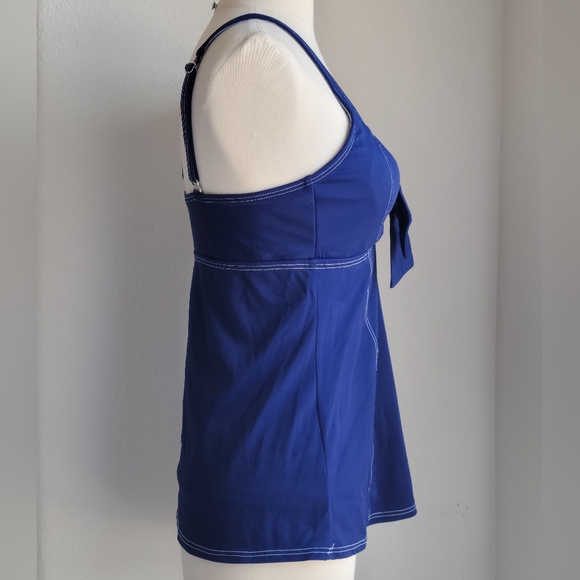 TEFRON Tankini Top Fully Lined Built-in Padded Bra Knot Detail Blue Sample sz M - Picture 4 of 16